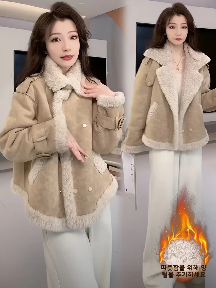 Autumn and Winter Thickened Fur Integrated Design Sense Short coat Women 2024 New Popular Retro Loose Motorcycle Clothing