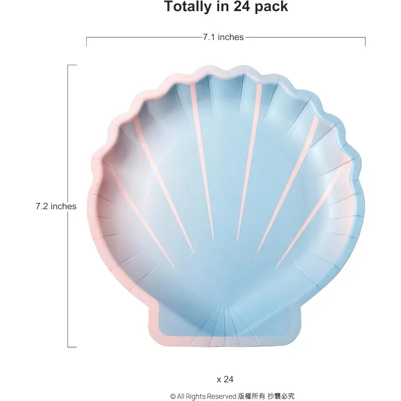 

Одноразовые бумажные тарелки-ракушки Blue Pink 24 шт.