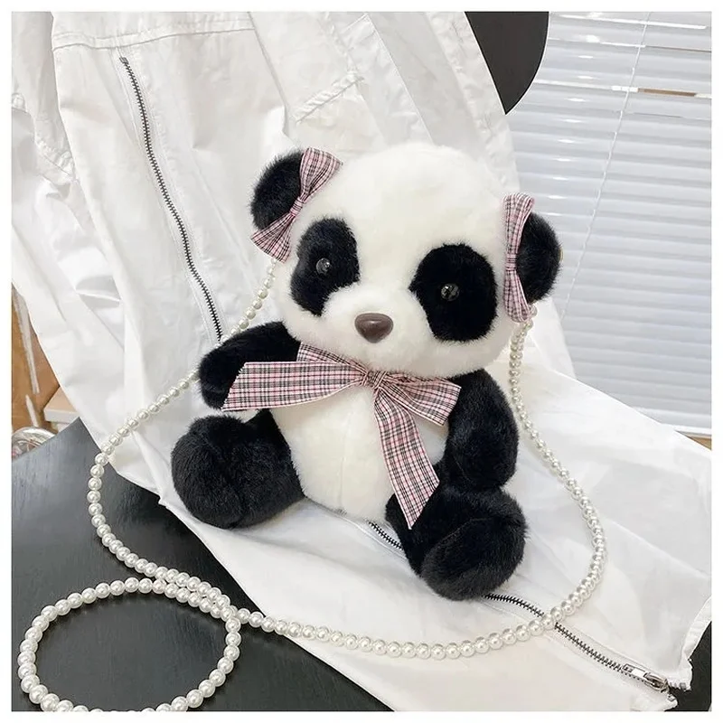

Cute Panda Plush Fashion Portable Backpack Cartoon Animal Soft Stuffed Doll Kawaii Crossbody Shoulder Bag Toy Birthday Girl Gift