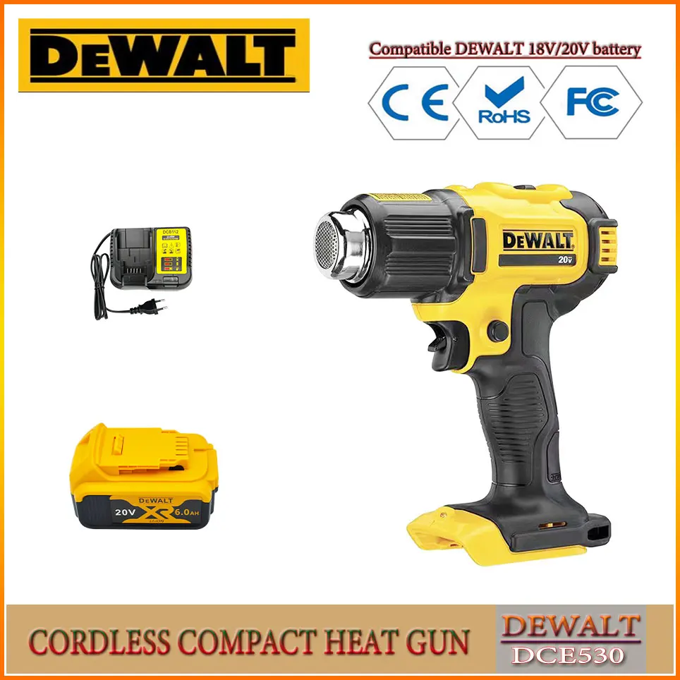 18V/20V DEWALT DCE530  Cordless Heat Gun Heat Shrink Wrapping Lithium Battery Tools 20V Air Gun Tool Only