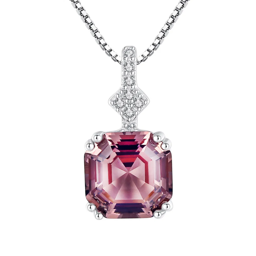 

Fashion High End Prom S925 Sterling Silver Pendant Necklace Charm Morganite Classic Jewelry Gift