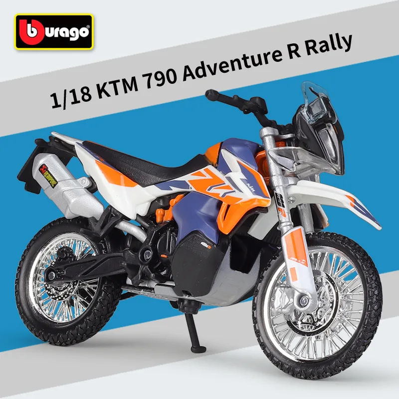 

Модель мотоцикла Bburago 1/18 KTM 790 Приключения R ралли, Коллекция игрушечных автомобилей, амортизатор короткого хода, игрушка для внедорожника