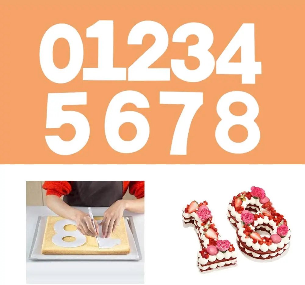 0-8 numeral cake stencils creative cake making cutting cake templates mold cake fillings layered baking mold for wedding birthda