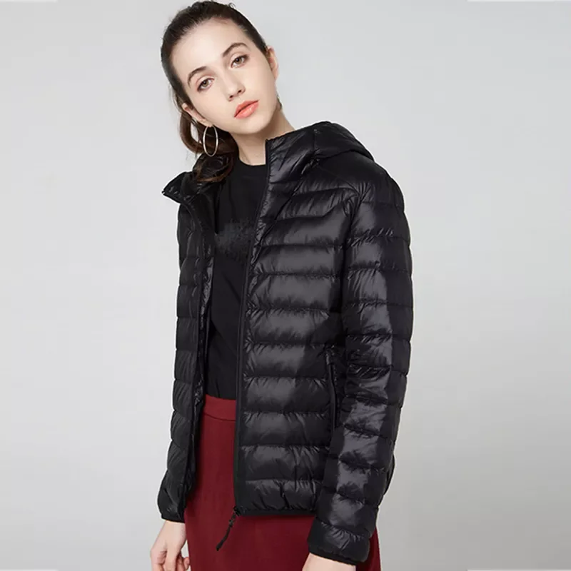 New2022 Ultra-light Plus Size Thin Down Jacket Women 2021 Autumn Winter Slim Short Hooded Warm White Duck Down Coat Women Outerw