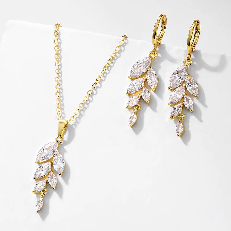 ZAKOL Классические Серьги С Кубическим Цирконием В Виде Листьев Маркизы Для Женщин