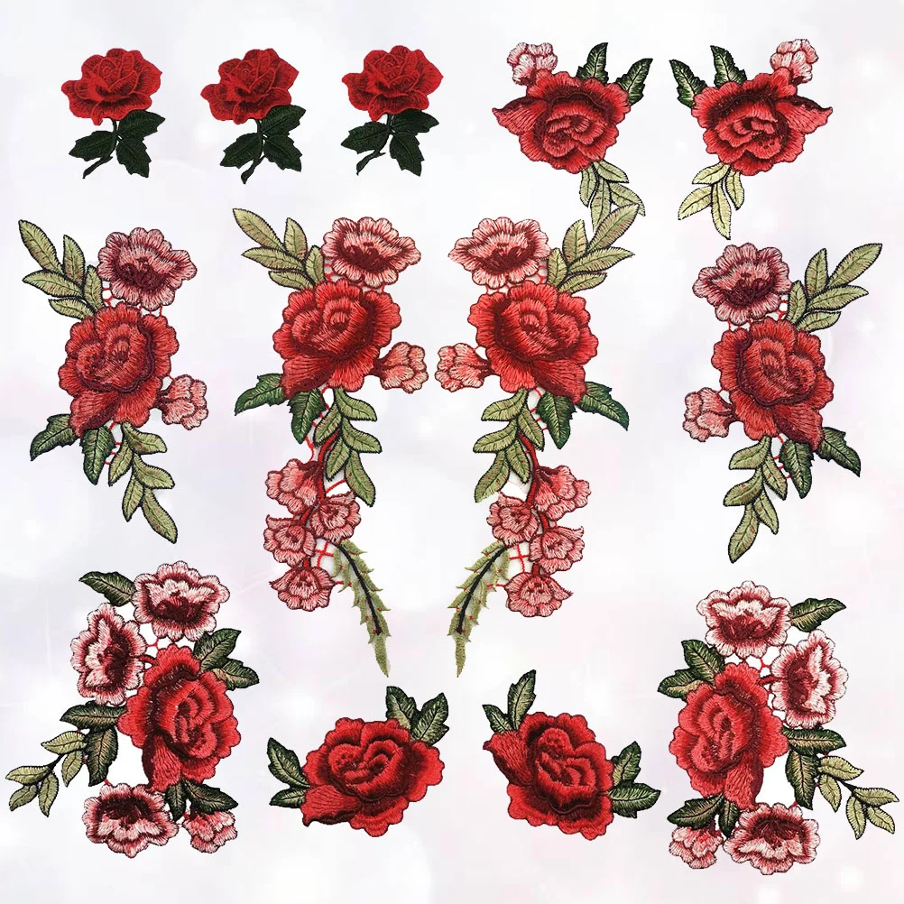 

Applique Rose Floralflowerappliques Lace Patch Sew Cloth Clothessewing Decorative Embroidery Craft Accessory Shapedred Jacket