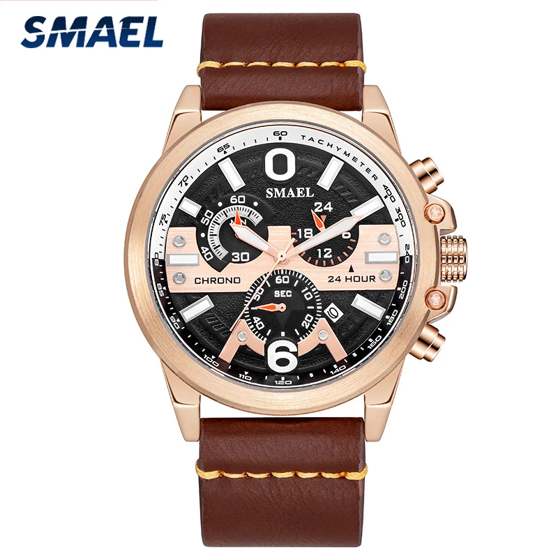 

Часы наручные SMAEL Мужские кварцевые, модные спортивные брендовые Роскошные водонепроницаемые с хронографом