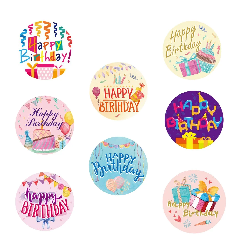 

Birthday Stickers Sticker Party Labels Gift Label Envelope Decal Decorative Sealing Happy Favor Adhesive Baby Shower Paper