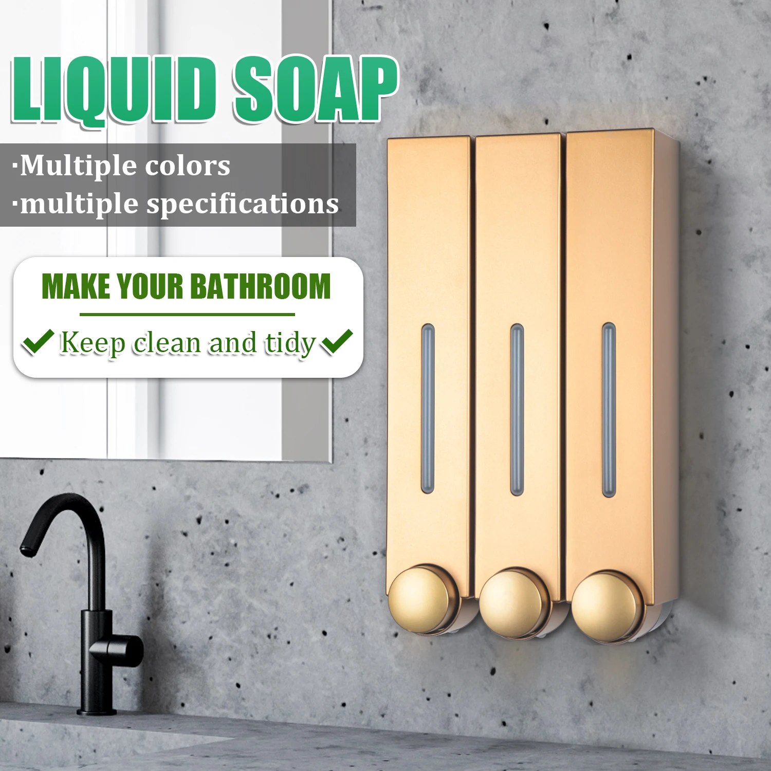 

420ml Liquid Soap Dispensers Manual Wall Mounted Home Kitchen Hotel Bathroom Handwashing Fluid Shower Gel Shampoo Storage Tool