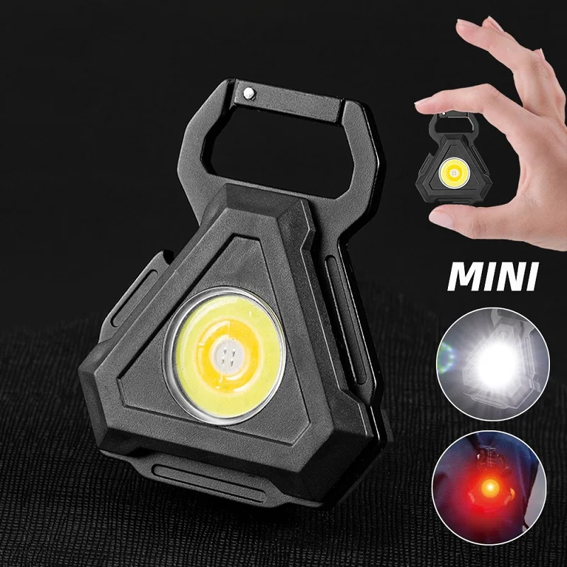 Мощсветильник светодиодный фонарик COB, Перезаряжаемый USB фонарь с брелоком для кемпинга, прожектор с магнитным крючком, штопор