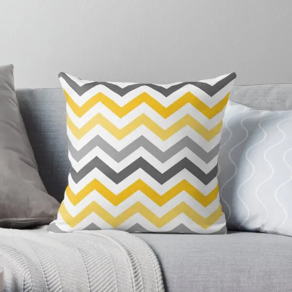 

Yellow Gold Grey Chevron Pattern Printing Throw Pillow Cover Home Bedroom Cushion Office Anime Bed Sofa Pillows not include