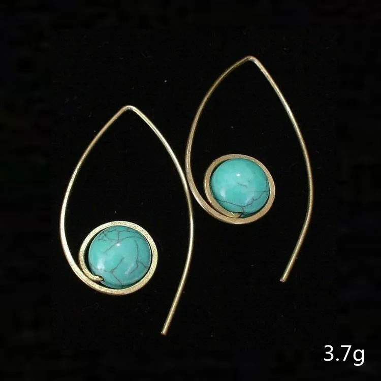 

Blue turquoise boho simple retro style earrings cross border jewelry factory wholesale
