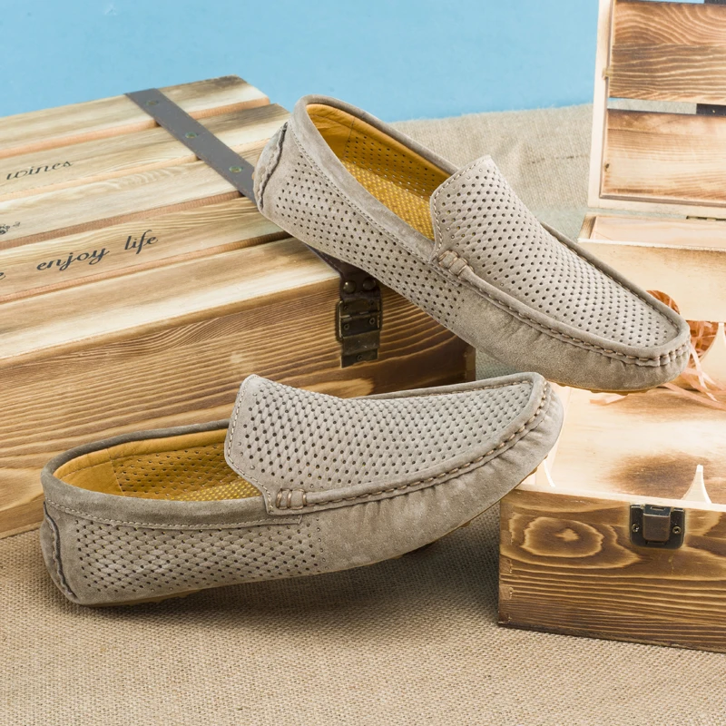 

Summer Casual Luxury Brand Slip-on Leather Men's Shoes Designer Loafers Men's Moccasin Breathable Italian Men's Driving Shoes