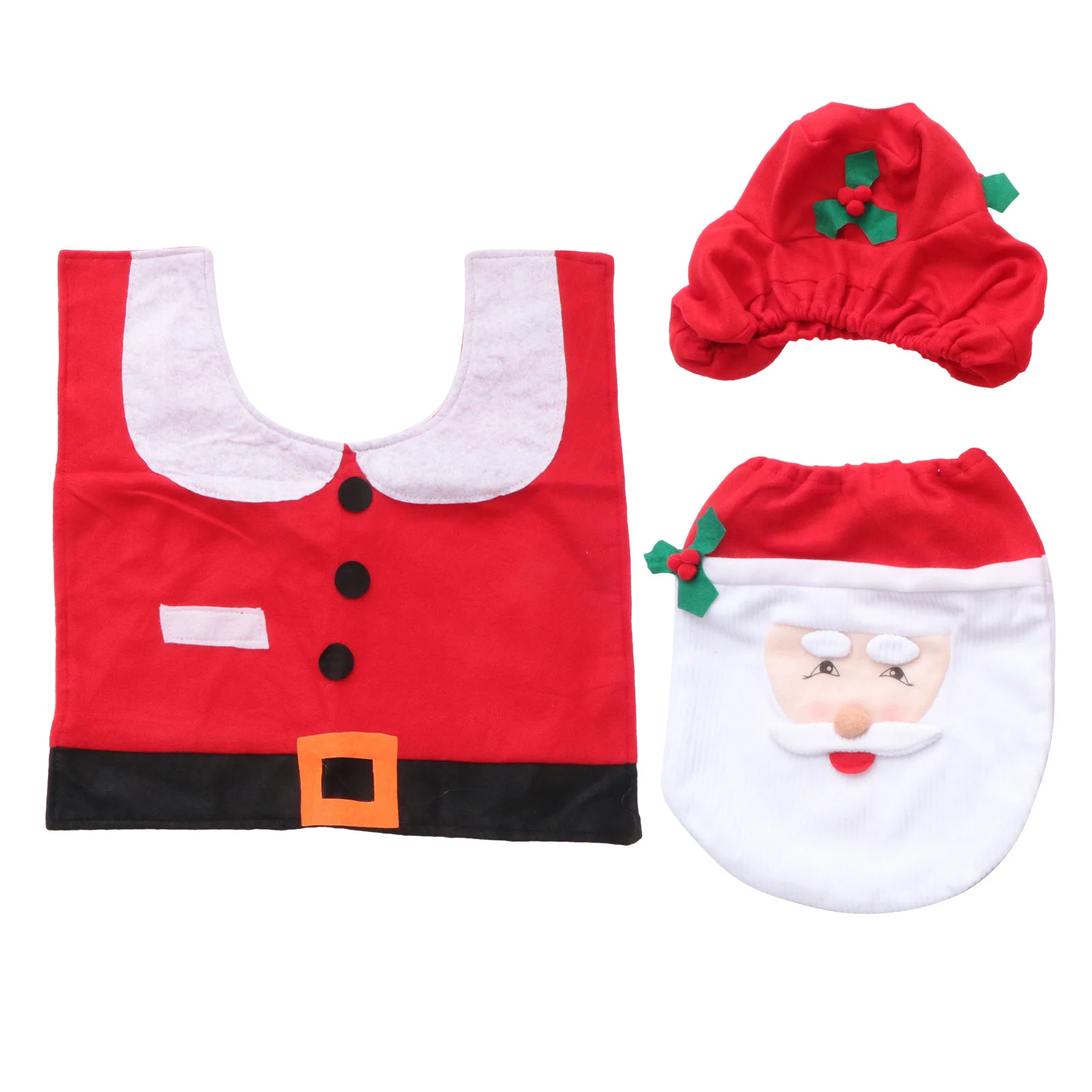 

Toilet Cover Christmas Bathroom Set Holiday Santa Tank Water Kitdecoration 3D Ornament Carpet Ruglid Rugs Covers Tissue Box