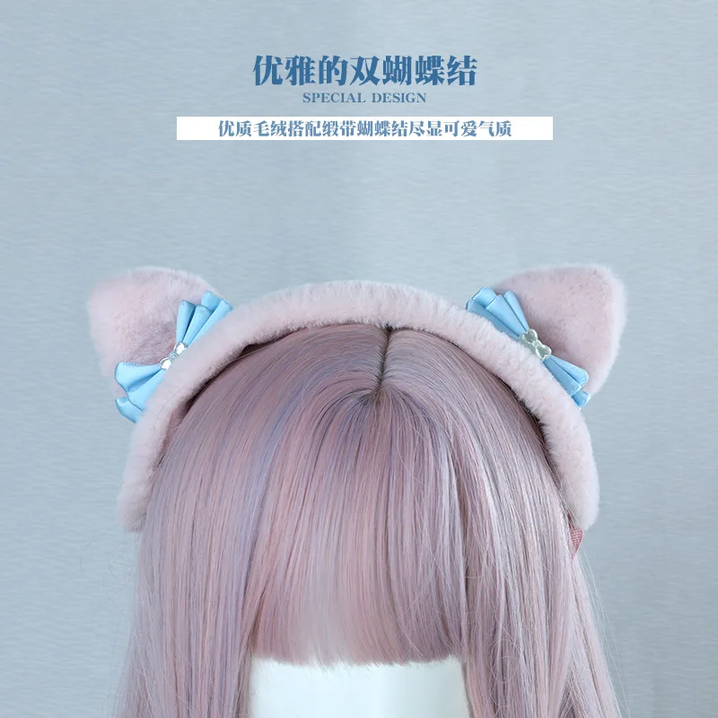 Повязка на голову с милыми кошачьими ушками красивый плюшевый головной убор