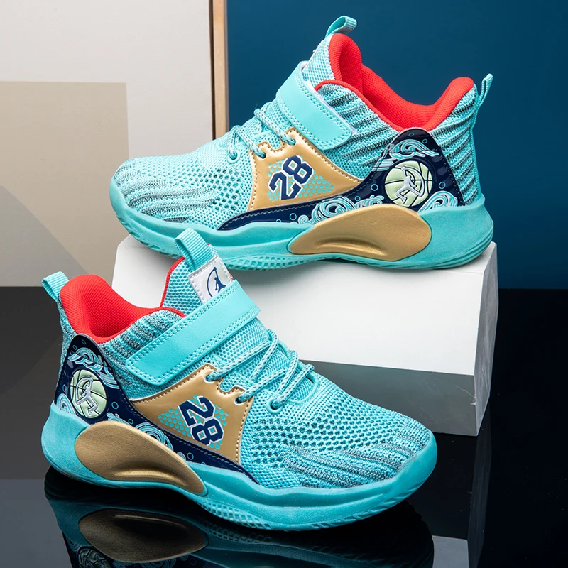 

Детская Баскетбольная обувь, 4 цвета, новинка 2022, модные кроссовки для мальчиков, детская спортивная обувь высокого качества, нескользящая Уличная обувь с высоким верхом