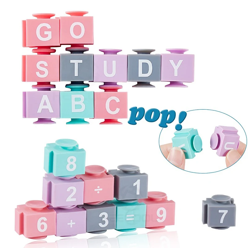 

Alphabet Number Decompression Learning Toys Kids Education Toys Alphanumeric Soft Glue Sucker Building Blocks Toy Gift