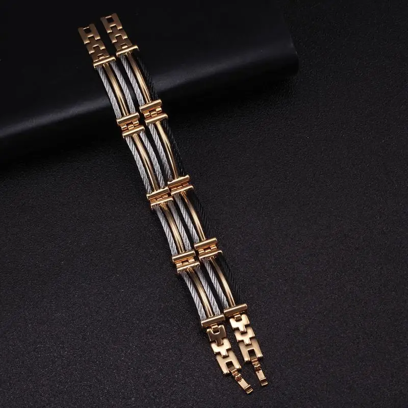 

Luxury 3 Layers Snake Chain Link Charm Men Women Bracelets OL Jewelry Trendy Stainless Steel Female Cuff Sporty Bangles