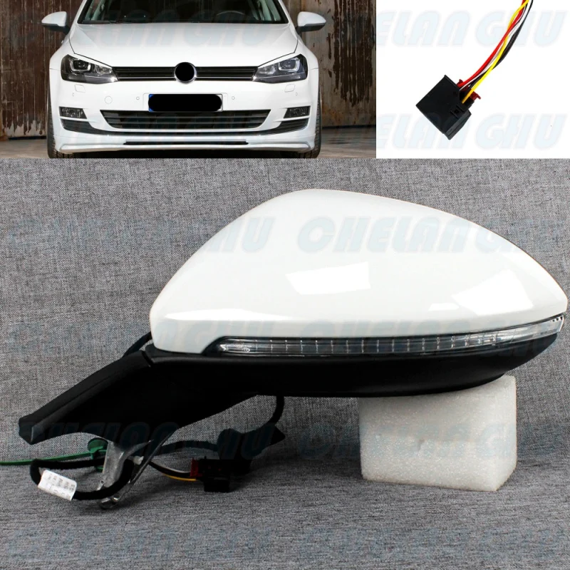 

Для VW Golf LHD 7 7.5 GTI R 2013 2014 2015 2016 2017 2018 2019 2020 левая сторона 6-контактный белый окрашенный зеркало с регулировкой мощности в сборе