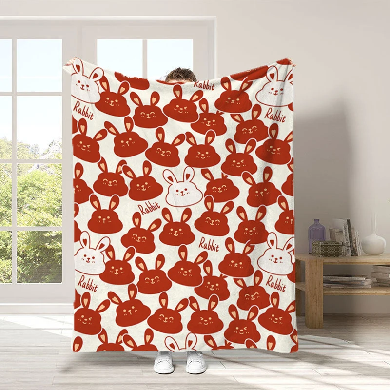 

Cute Rabbit Couch Throw Blanket for Decorative Sofa Bedspread on the Bed Bedroom Decoration Fluffy Soft Blankets Boho Home Decor