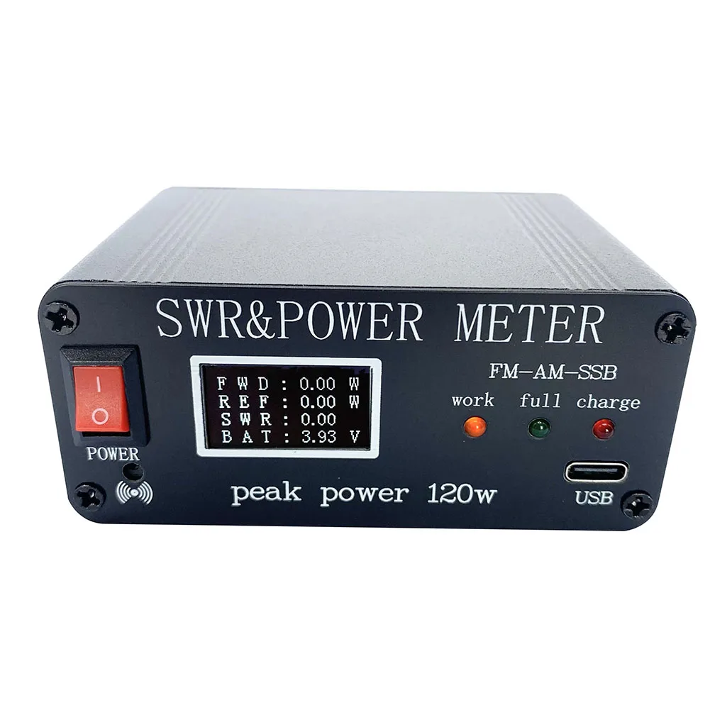

HF Short Wave Standing Wave 0.5w-120w Standing Wavemeter Mini Swr Power Meter USB Charging OLED Fm Am Cw Ssb