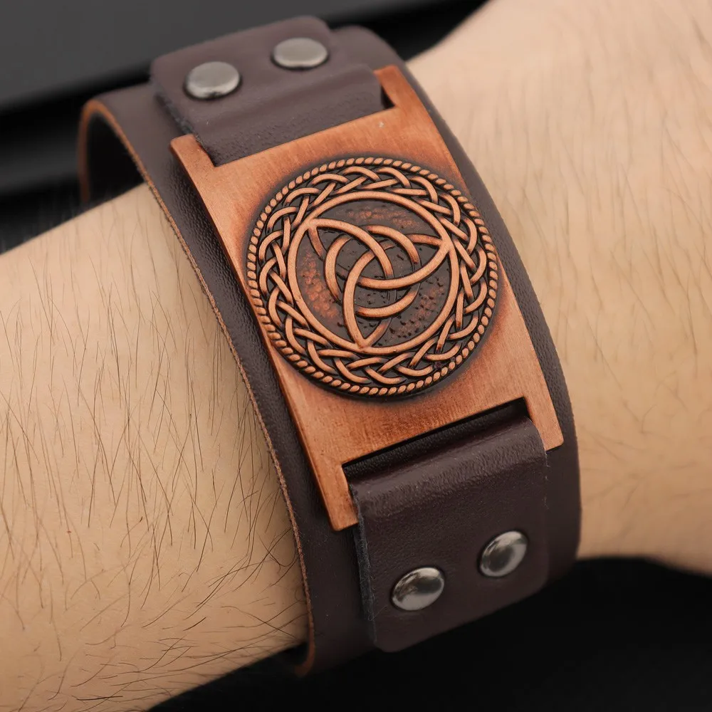 Винтажный скандинавский кожаный браслет