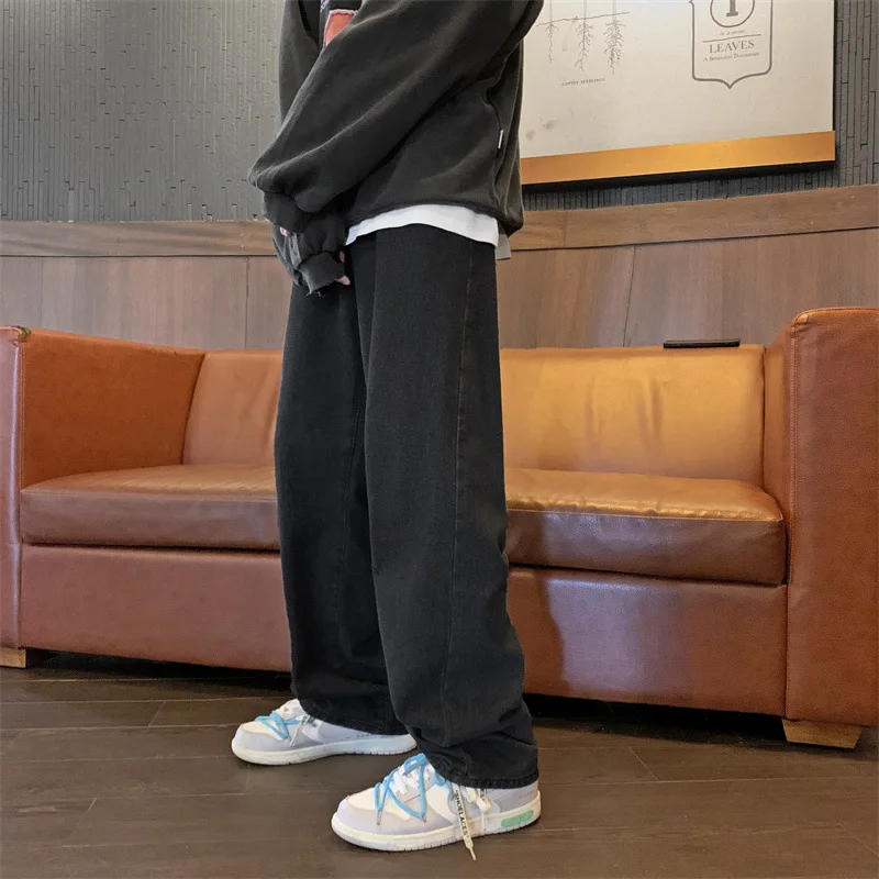 Men's Jeans Trendy Brand Retro Loose Straight Leg Trend High Street Hip Hop Wide Leg Trousers Fashion Streetwear штаны мужские