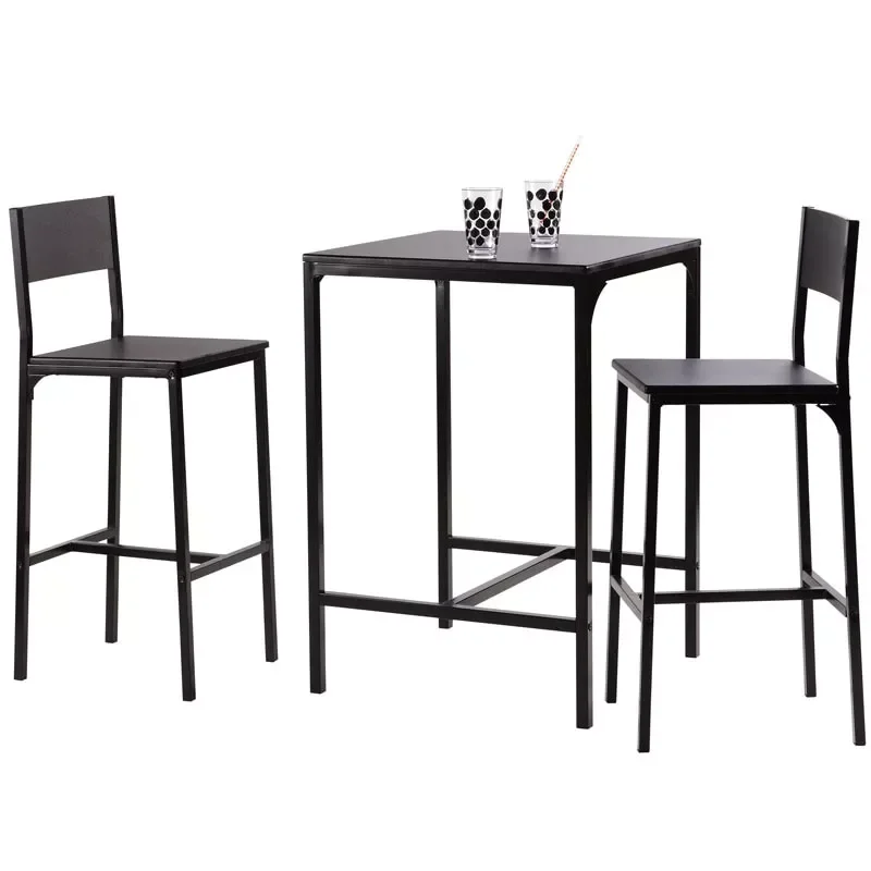 

Упаковка высоких столов и 2 стульчика, коол стол и стулья, кухонная мебель, матовый черный цвет, современный стиль, промышленный стиль, f