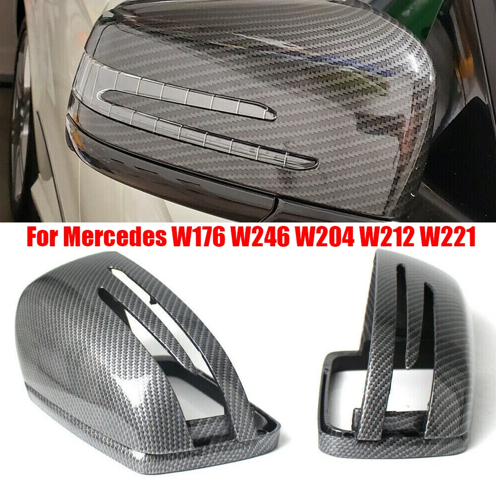 

2pcs Carbon Fiber Side Mirror Cover Cap Add On A2128100164 For Benz W204 W212 W218 W176 W221 Mirror Covers