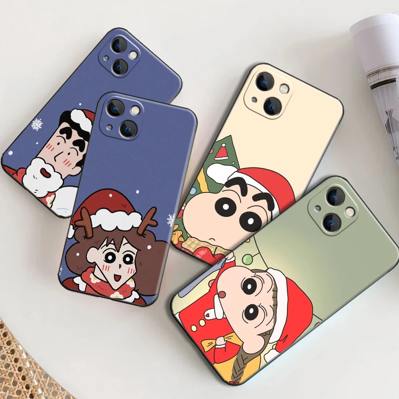 

Crayon Shin-chan For Apple iPhone 13 12 11 Pro 12 13 Mini X XR XS Max SE 5 6 6s 7 8 Plus Phone Case Black Back Funda