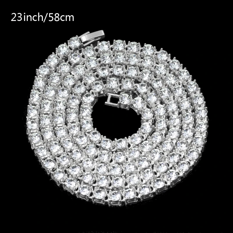 

F42F Прохладное простое многослойное ожерелье из теннисной цепочки из сплава с инкрустацией стразами