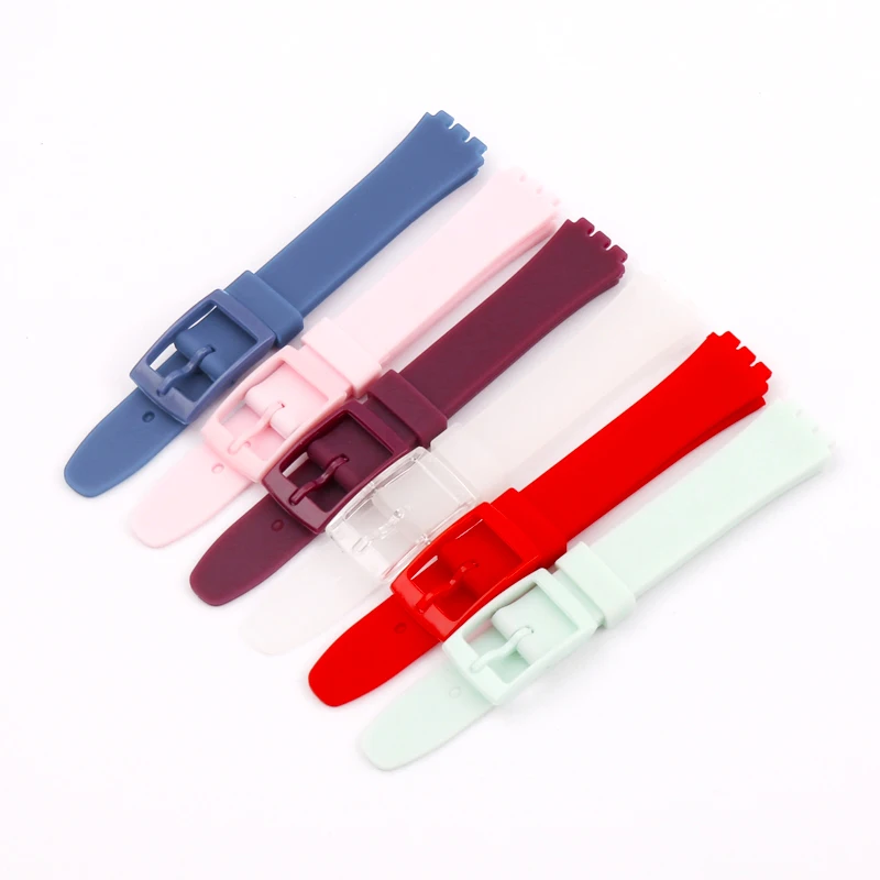 Фото Силиконовый ремешок для часов, аксессуары, совместимые с Swatch, 12 мм, пряжка, детский резиновый спортивный водонепроницаемый браслет-браслет №1