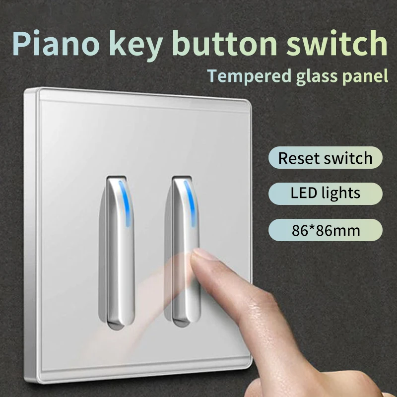 Серый настенный светильник из закаленного стекла Международный переключатель