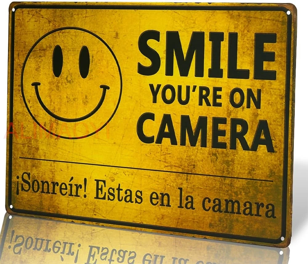 Dingleiever-Винтажный садовый декор для гаража улыбка вы на камере знак