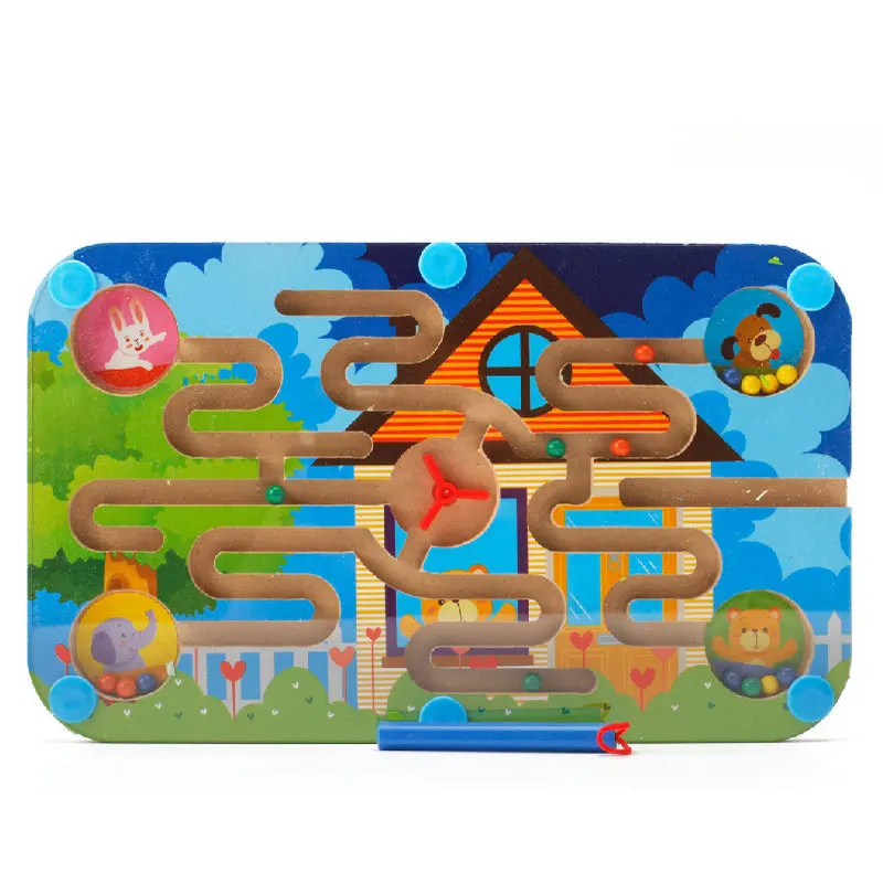 

Magnetic Puzzle Labyrinth Game Children Educational Creative Wooden Toys Sliding Puzzles Maze Daycare Jigsaw Classic Kids Gift