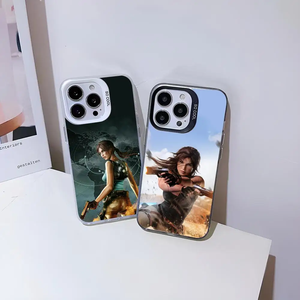 Чехол для телефона L-Lara Croft Tomb Raider Iphone 16-11 Pro Max Xr X Xs 8 7 Plus белый цвет серебристый