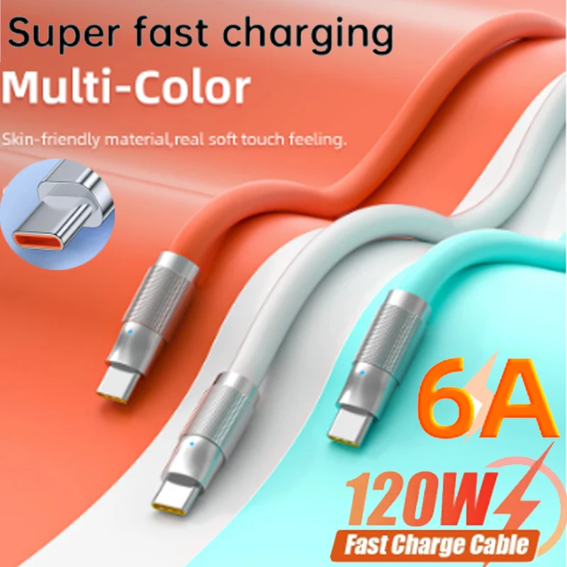 Кабель быстрой зарядки PD Type C, 120 Вт, 6 А, кабель быстрой зарядки из цинкового сплава, Соединительный usb-кабель для Huawei P40 Mate40 Xiao Кабель быстрой зарядки PD Type C, 120 Вт, 6 А, кабель быстрой зарядки из цинкового сплава, Соединительный usb-кабель для Huawei P40 Mate40 Xiao