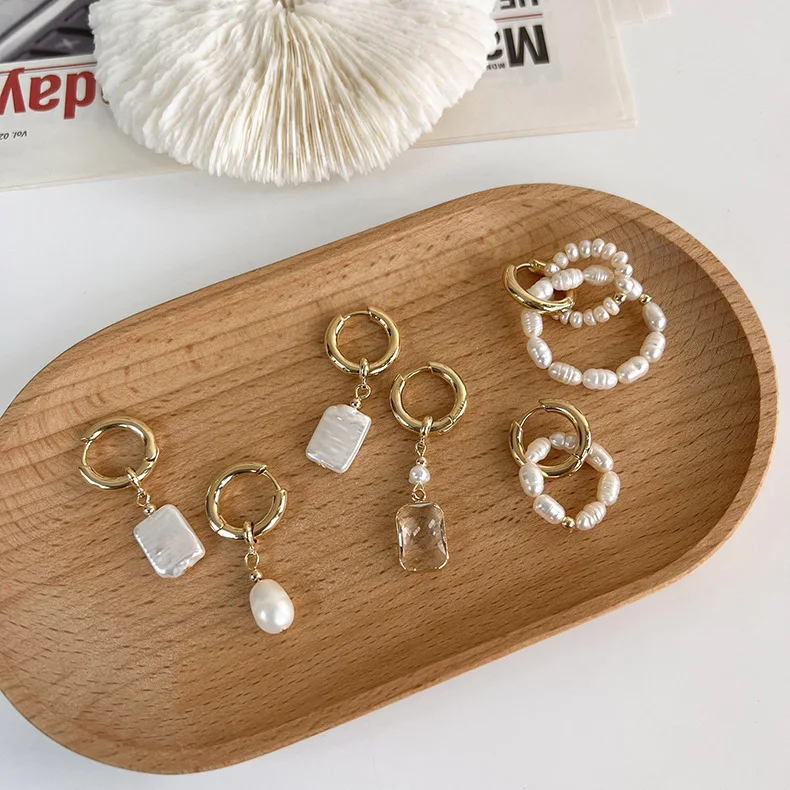 

Серьги-кольца женские с барочным жемчугом, толстые круглые кольца из колец с жемчугом, корейские ювелирные украшения 2021