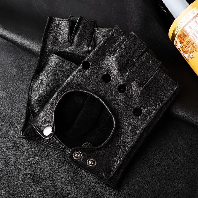 

Перчатки из натуральной кожи с полупальцами, дышащие износостойкие митенки для фитнеса и езды на мотоцикле в ретро стиле