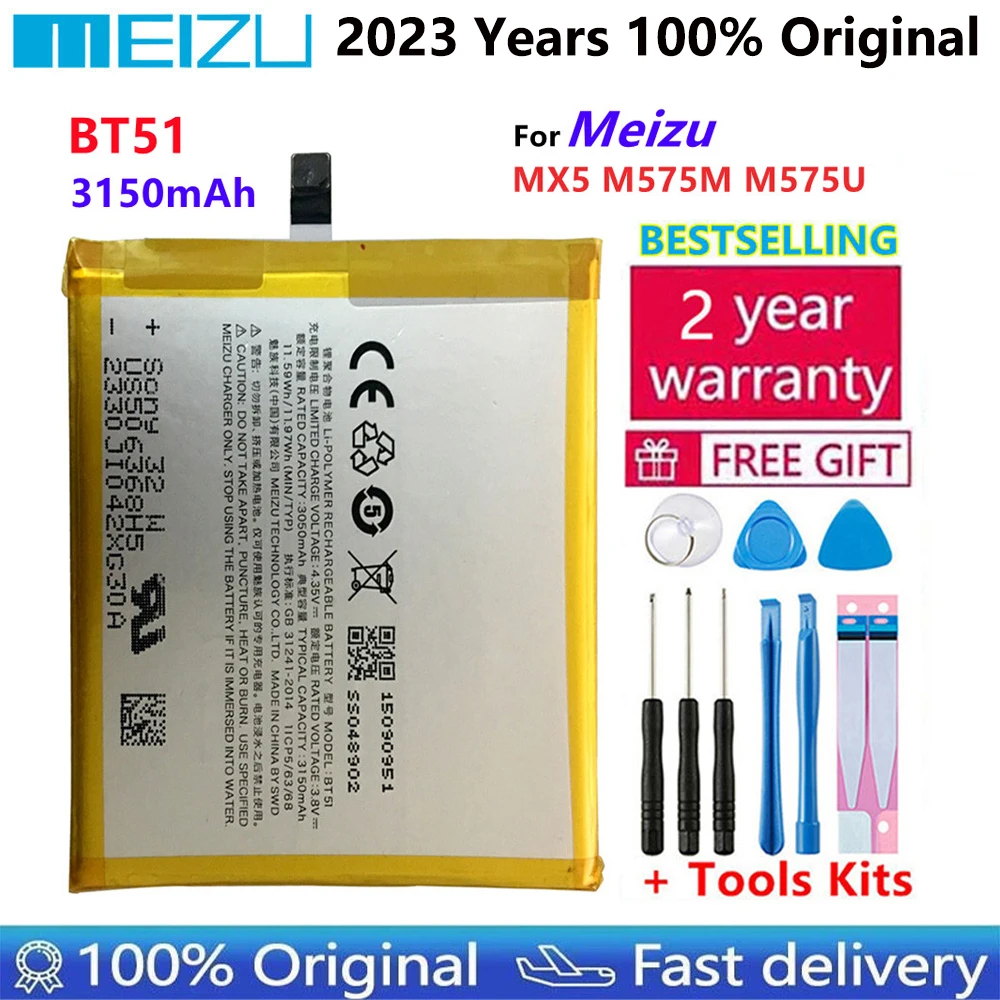 

Meizu High Quality 100% Original Battery 3150mAh BT51 For Meizu MX5 M575M M575U Mobile Phone Batteries+Free tools