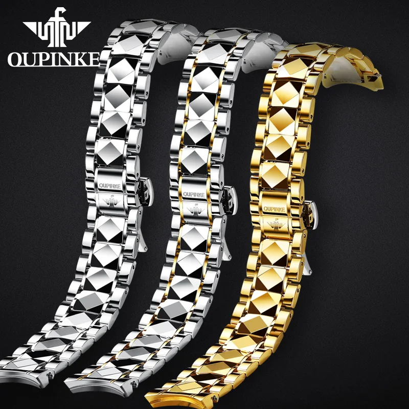 

Ремешок для часов OUPINKE из нержавеющей стали, твердый браслет из вольфрамовой стали премиум-класса, 20 мм 22 мм 24 мм
