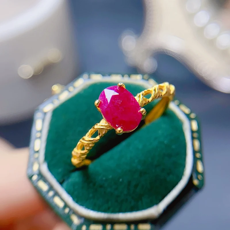 

Женское кольцо с натуральным Рубином, эксклюзивный свежий и простой специальный подарок