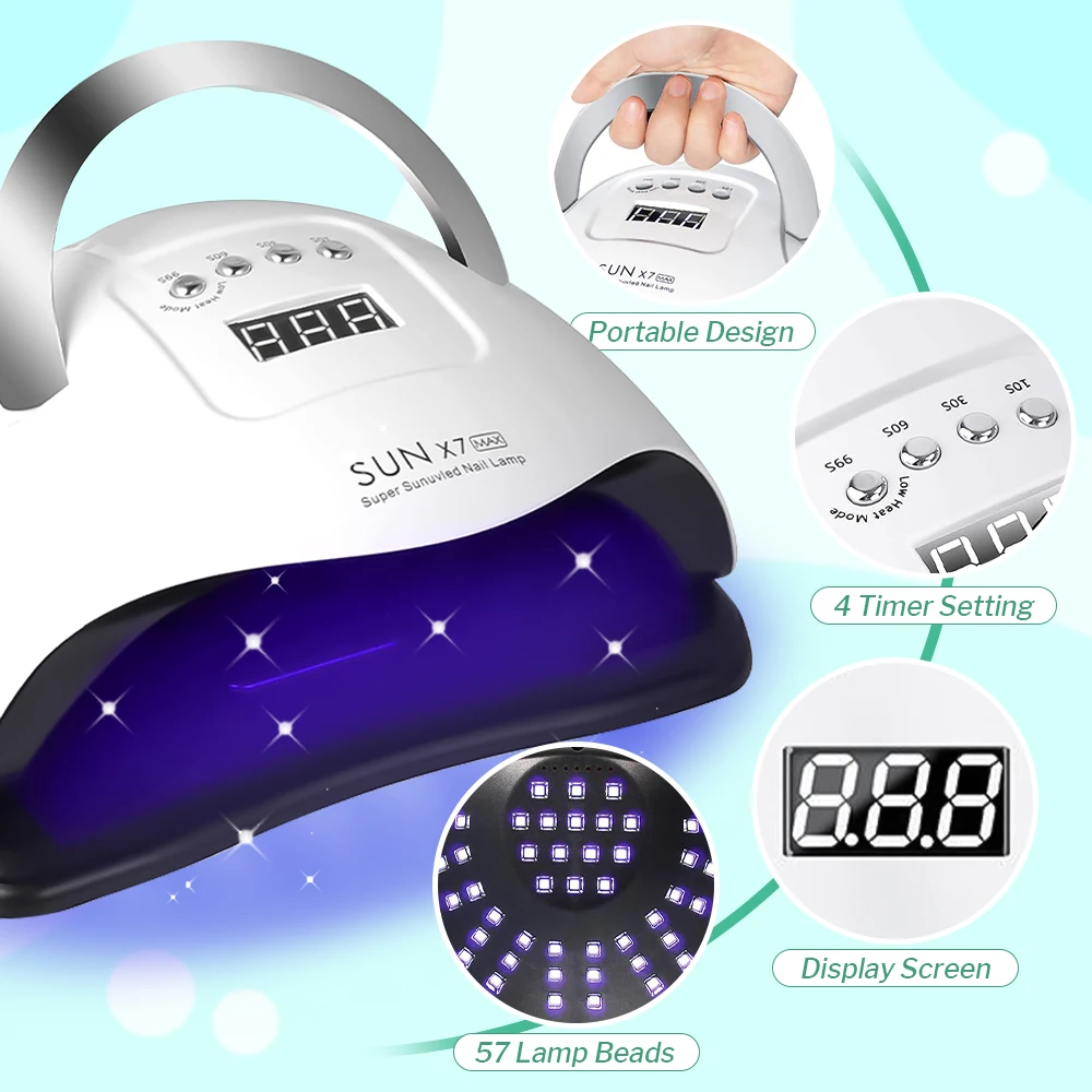 DianaBeauty УФ-светодиодная лампа для ногтей 180 Вт Маникюрная лампа для отверждения всех гелей для ногтей 57 светодиодов Быстросохнущая сушилка для ногтей с 4 таймерами Nail Art (art.: 3920ca49b07b3) - 3920ca49b07b3