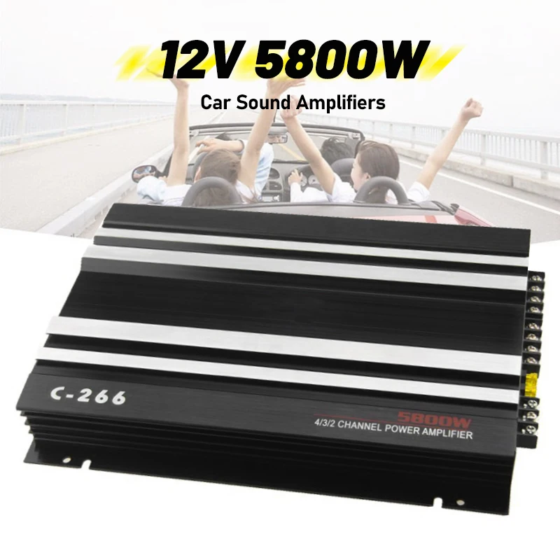 

12V 5800W Car Audio Subwoofer Amplifier Car Multichannel Powerful Aluminum Alloy Vehicle Power Stereo Amp Car Sound Amplifiers