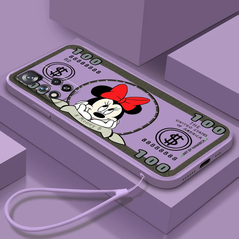 

Mickey Minnie Stitch Dollar Liquid Rope TPU Funda Phone Case For Xiaomi Redmi Note 11 11S 11T 10S 10 9S 9T 9 8T 8 Pro Plus 5G