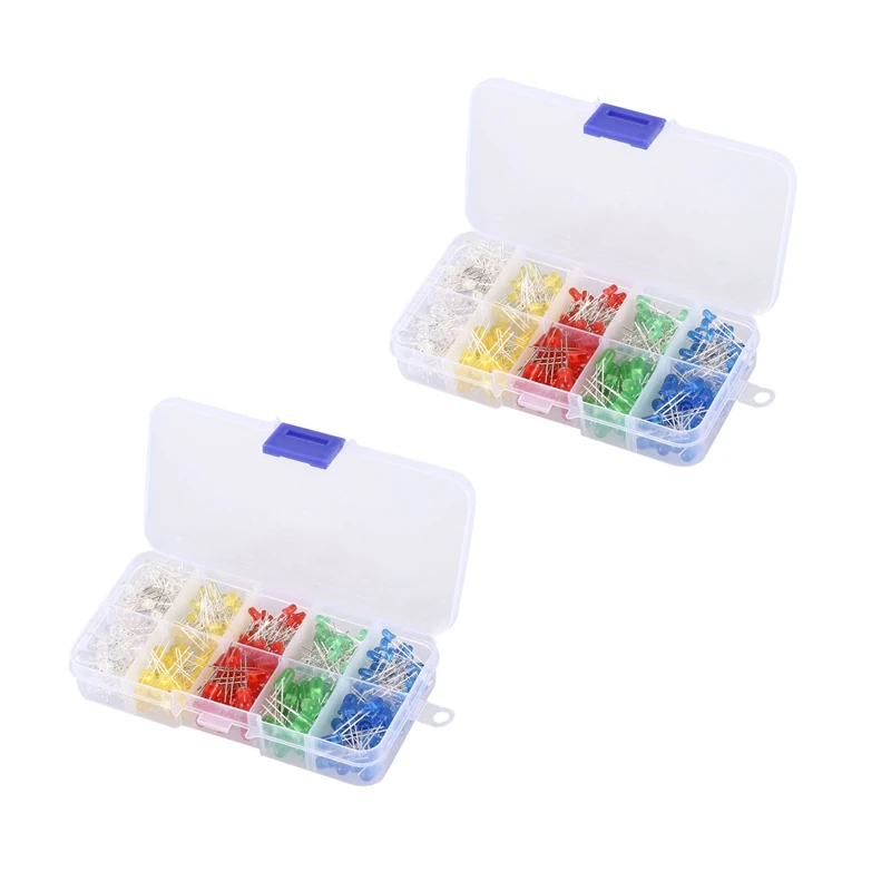 

A50I 400 Pcs 3Mm 5Mm LED Light Diode White Yellow Red Blue Green Assortment Kit For Arduino