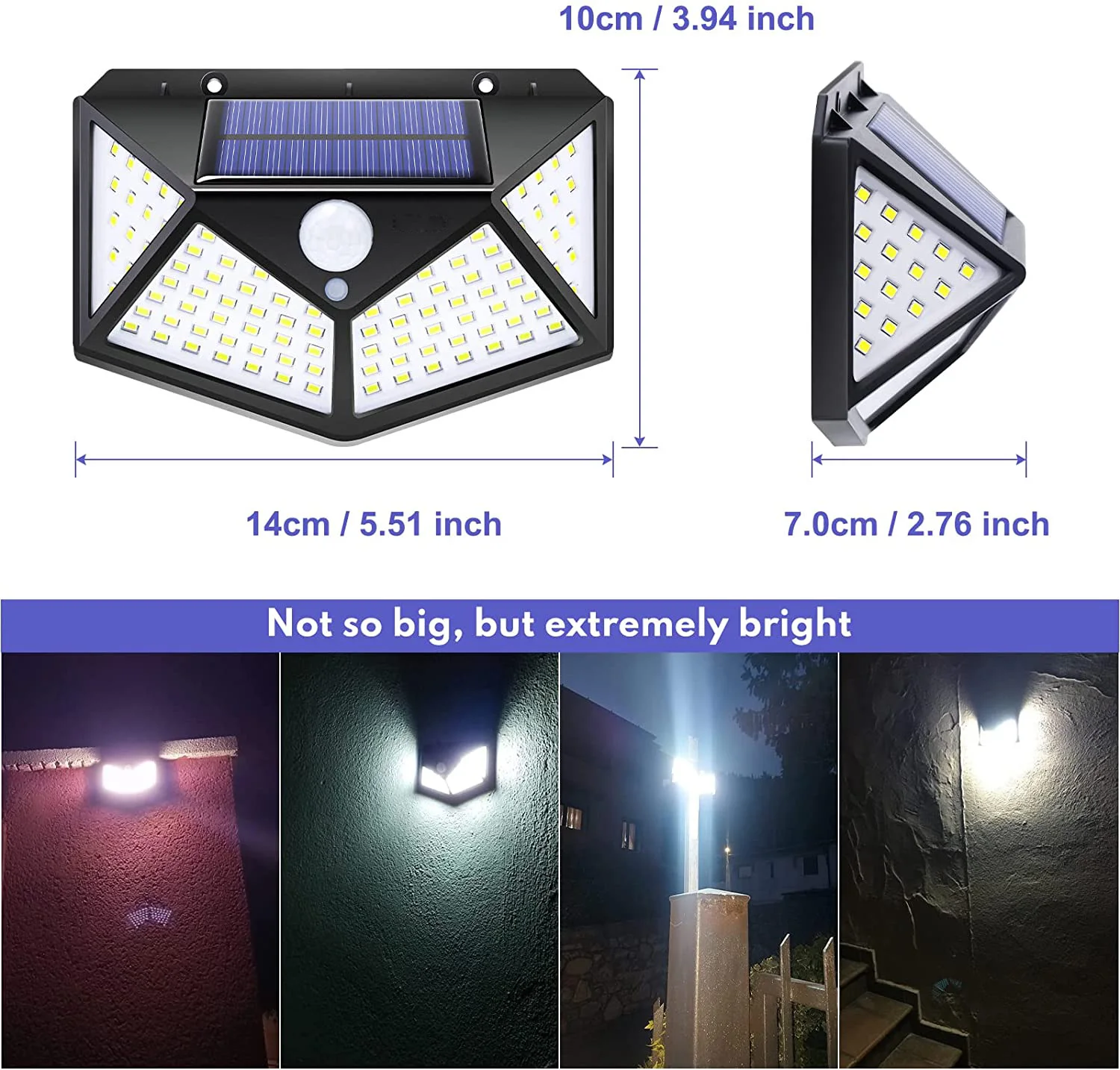 Уличная лампа на солнечной батарее с датчиком движения 100 светодиодов |