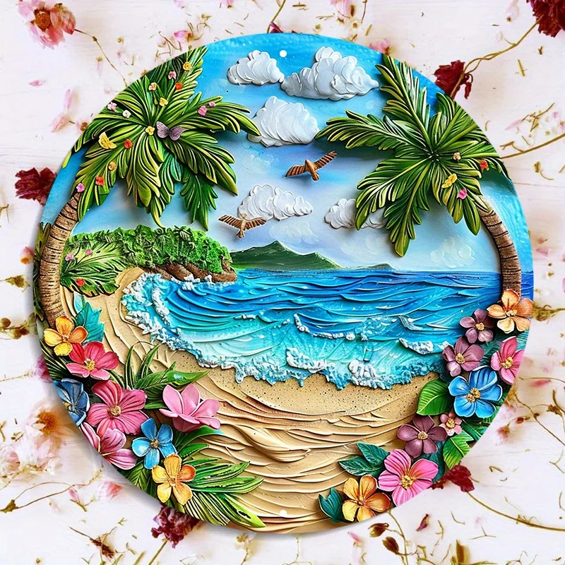 

Металлическая настенная вывеска "Пальмы и цветы", алюминий, 8x8 дюймов