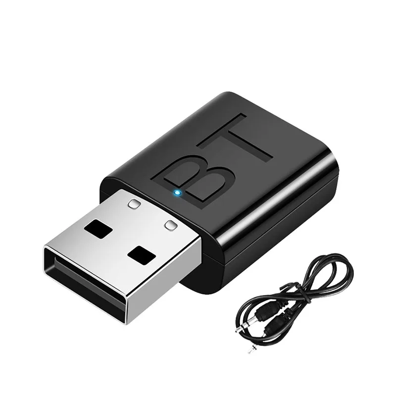 

Bluetooth 5.0 Receiver Wireless Audio Transmitter with 0.5m Audio Cable Dual Output Audio Adapter for Car TV Headphone Speaker