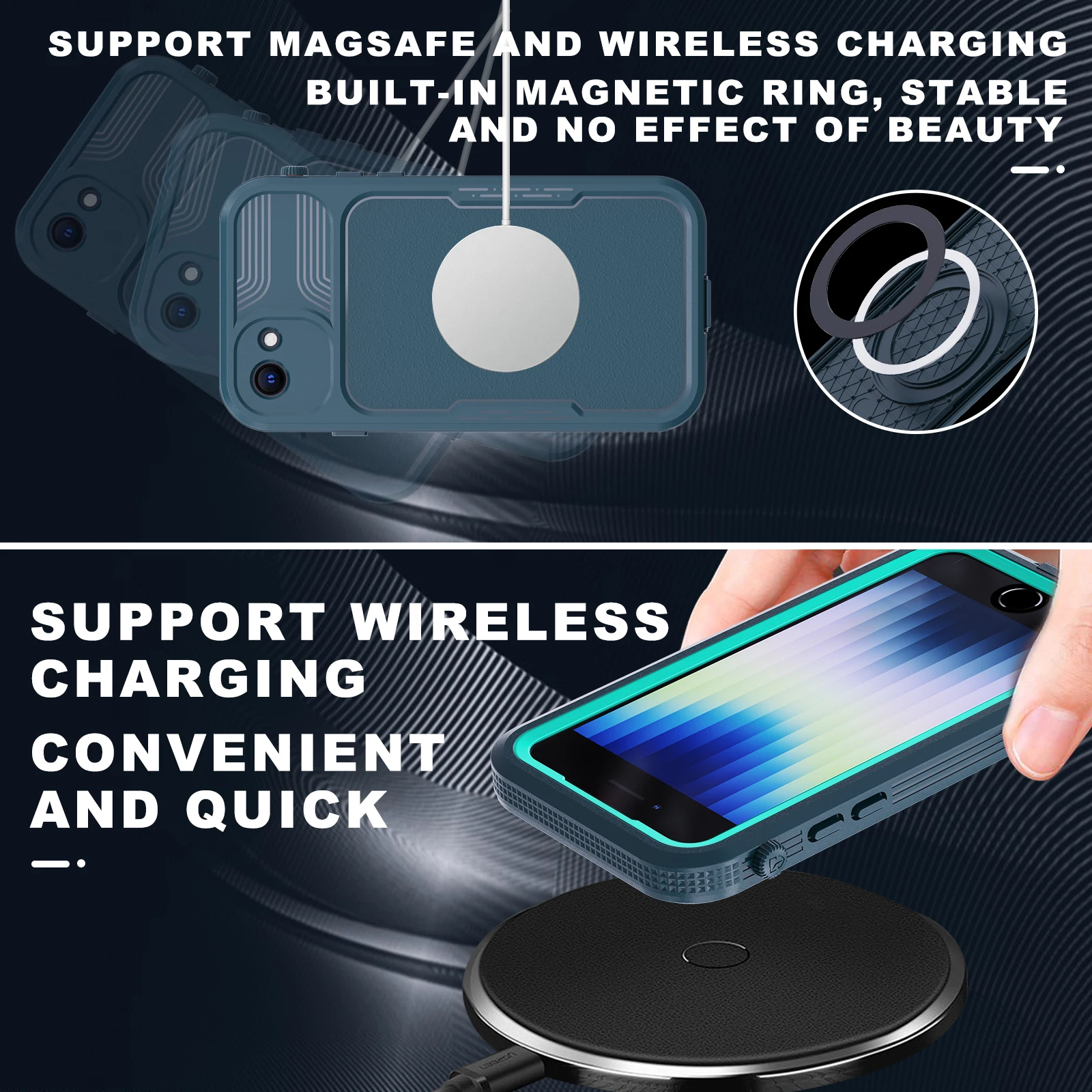 IP68 Waterproof Case For iPhone SE3 2020 SE2 7 8 Shock Drop proof Cover Diving Swim outdoor sport Magnetic Charging Case